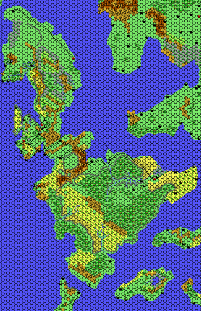 Isle of Dawn, 24 miles per hex by Thibault Sarlat, September 2001 (Alphatia Revised)