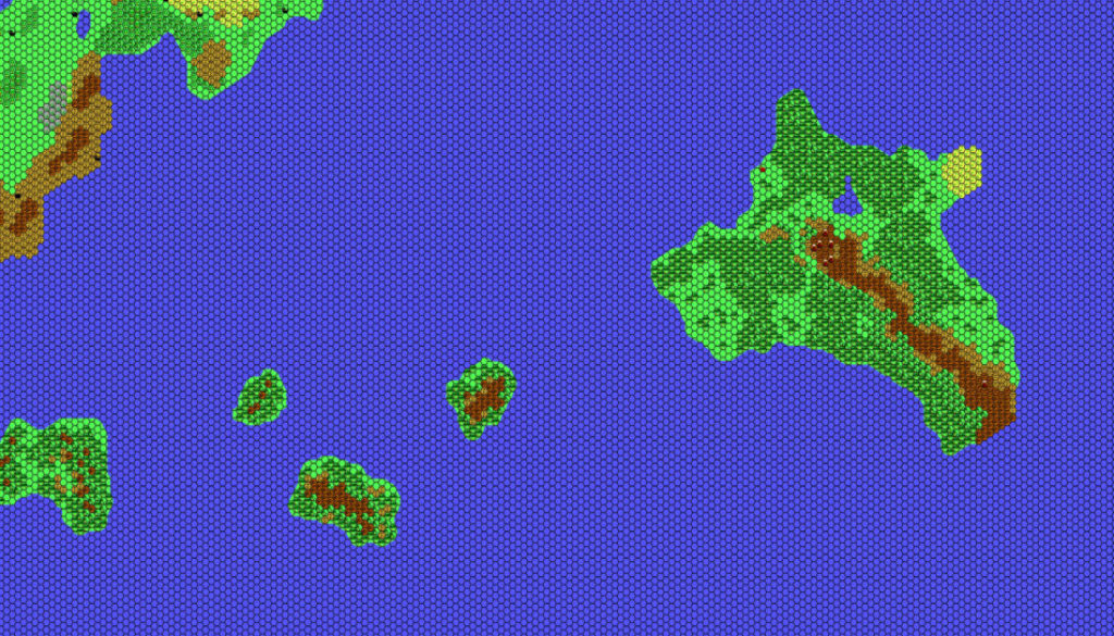 Composite map of the Pearl Islands, 8 miles per hex by Thibault Sarlat, July 2002, assembled by Thorfinn Tait, October 2021