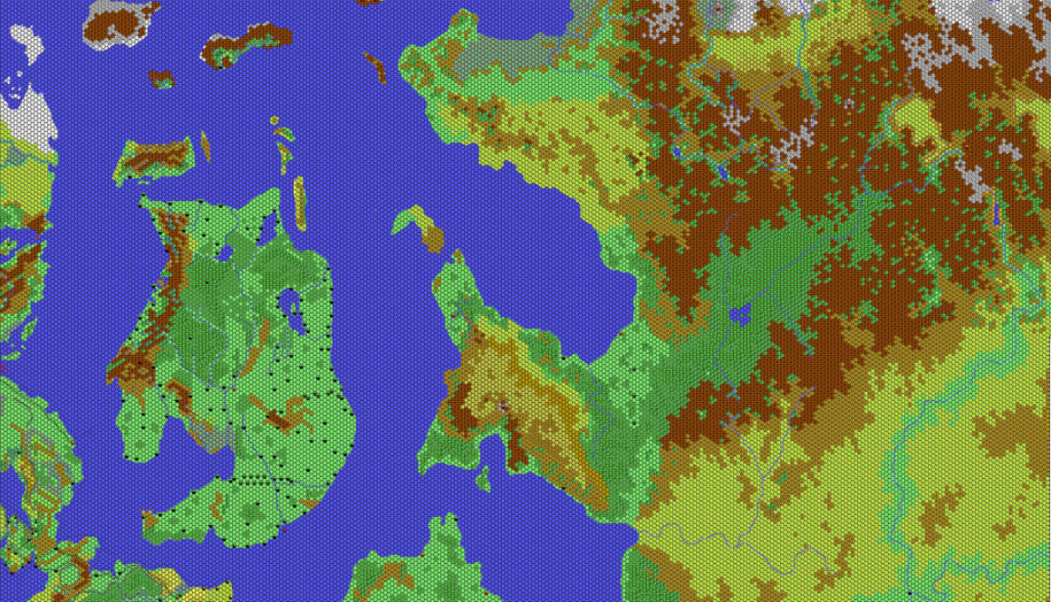 The Alphatian Sea Region, 24 miles per hex by Thibault Sarlat, April 2002