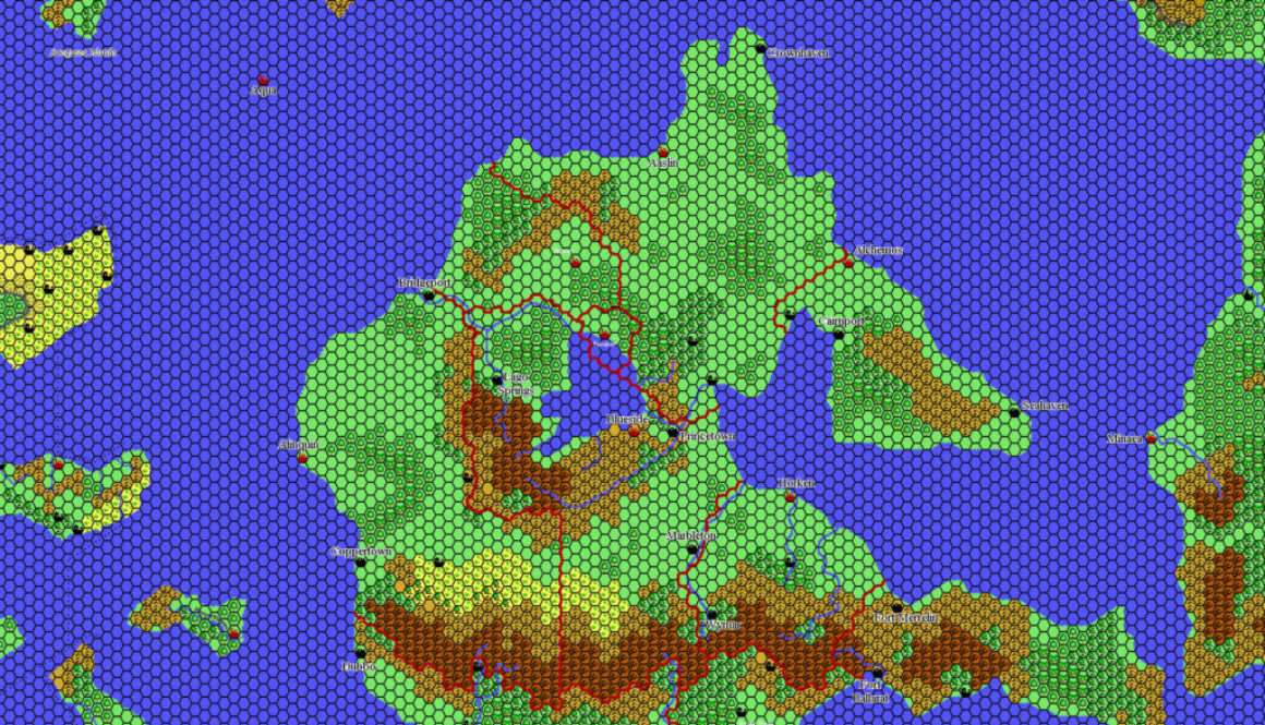 Bellissaria 1010 AC, 24 miles per hex by Thibault Sarlat, November 2004