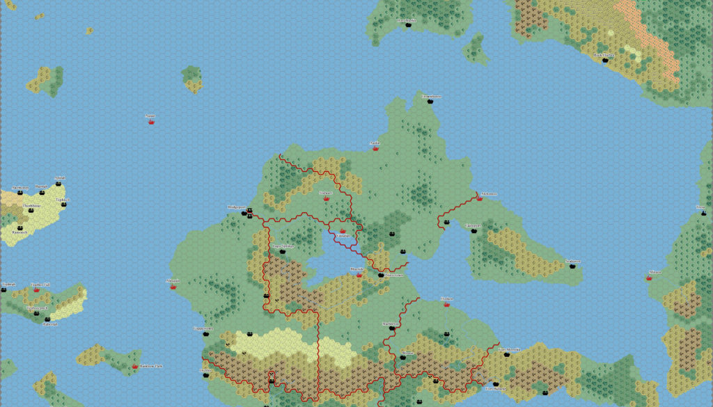 Bellissaria 1010 AC, 24 miles per hex by Thibault Sarlat, November 2004