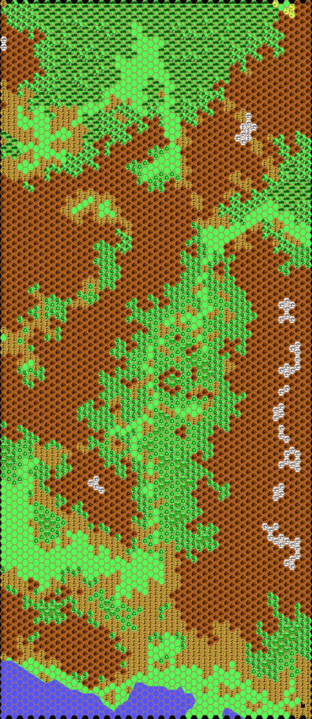 Work-in-progress map of Brasol West, 24 miles per hex by Thibault Sarlat, October 2001