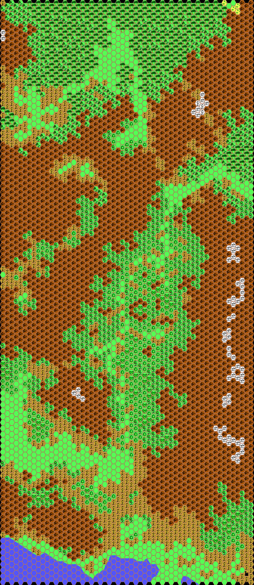 Work-in-progress map of Brasol West, 24 miles per hex by Thibault Sarlat, October 2001