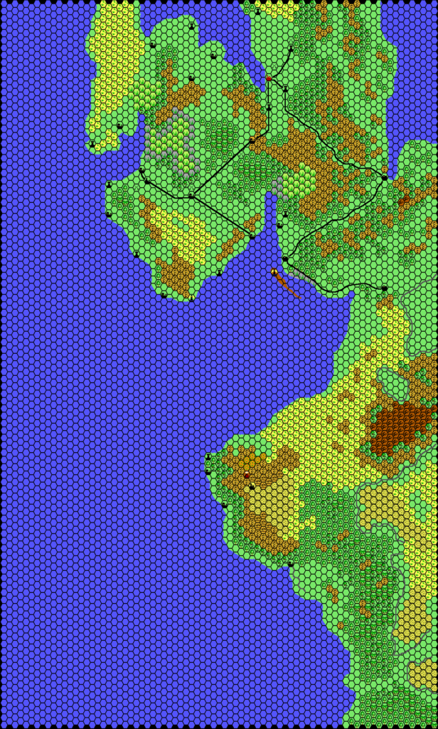Midwestern Isle of Dawn, 8 miles per hex by Thibault Sarlat, September 2001
