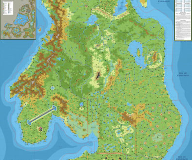 Alphatia 1000 AC Trail Map, 8 miles per hex