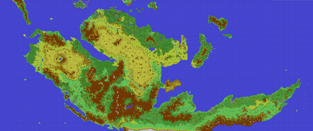 The Continent of Davania, 24 miles per hex by Thibault Sarlat, March 2003