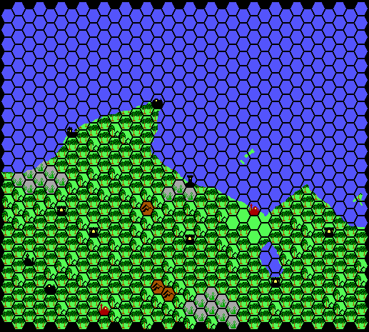 Thyatian Hinterlands, 1017 AC, 24 miles per hex, by Thibault Sarlat, August 2002