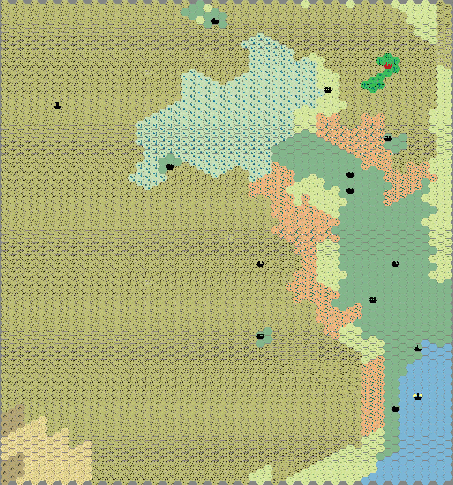 Work-in-progress Kingdom of Sind, 8 miles per hex by Thibault Sarlat, January 2004