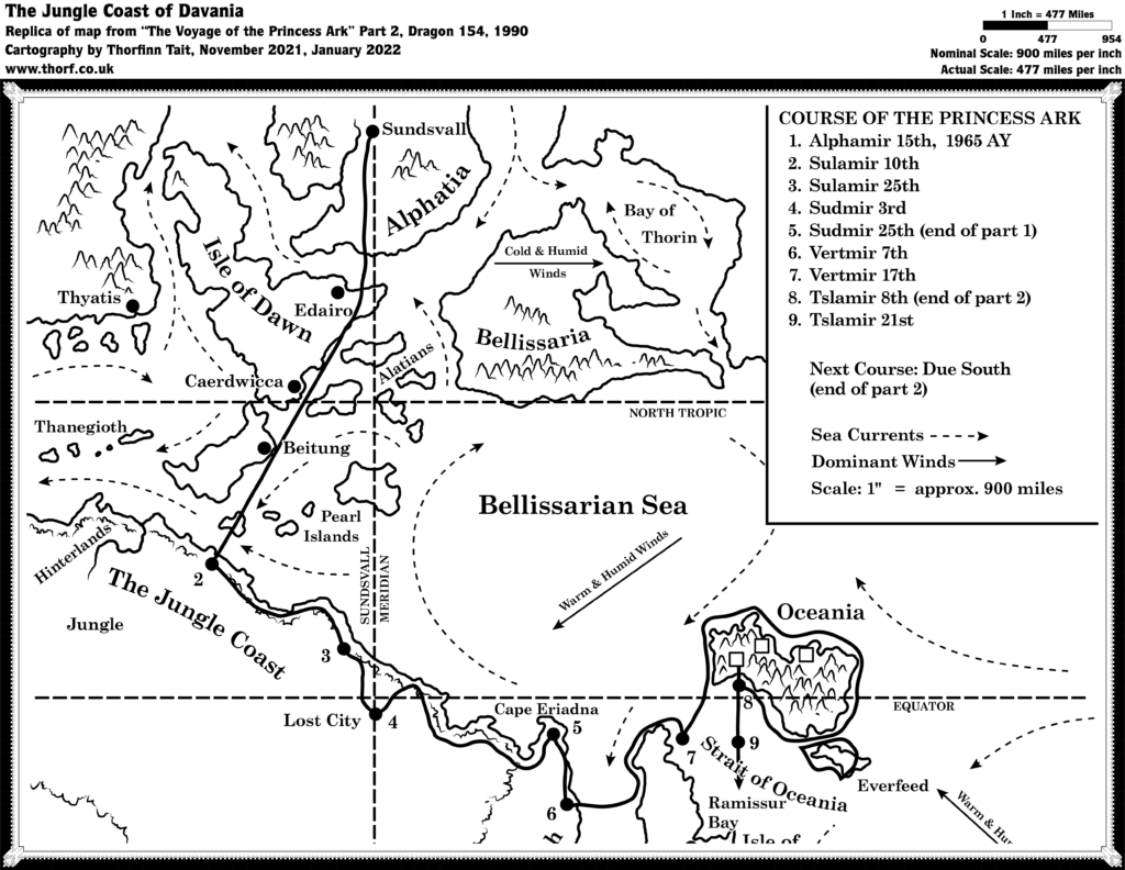 Replica of course map from Voyage of the Princess Ark Part 2, Dragon 154