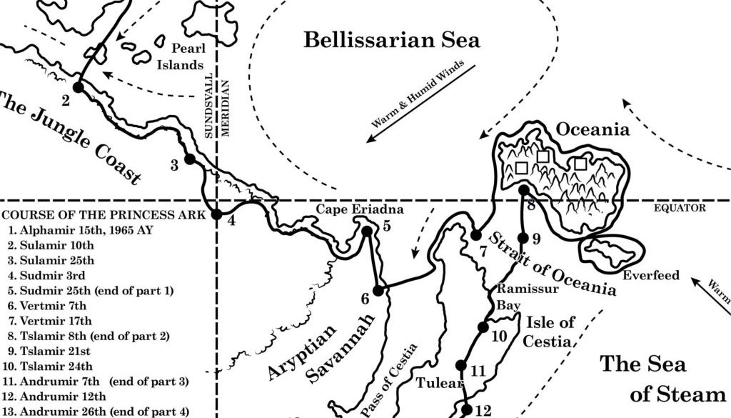 Replica of course map from Voyage of the Princess Ark Part 4, Dragon 156