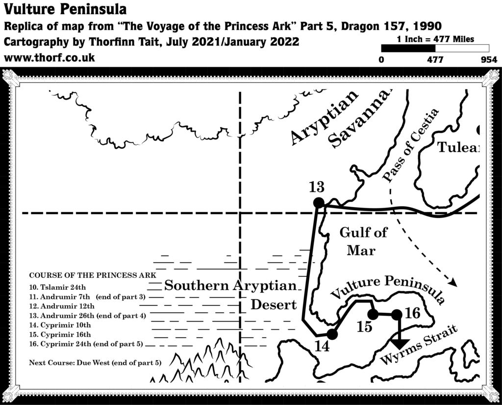 Replica of course map from Voyage of the Princess Ark Part 5, Dragon 157