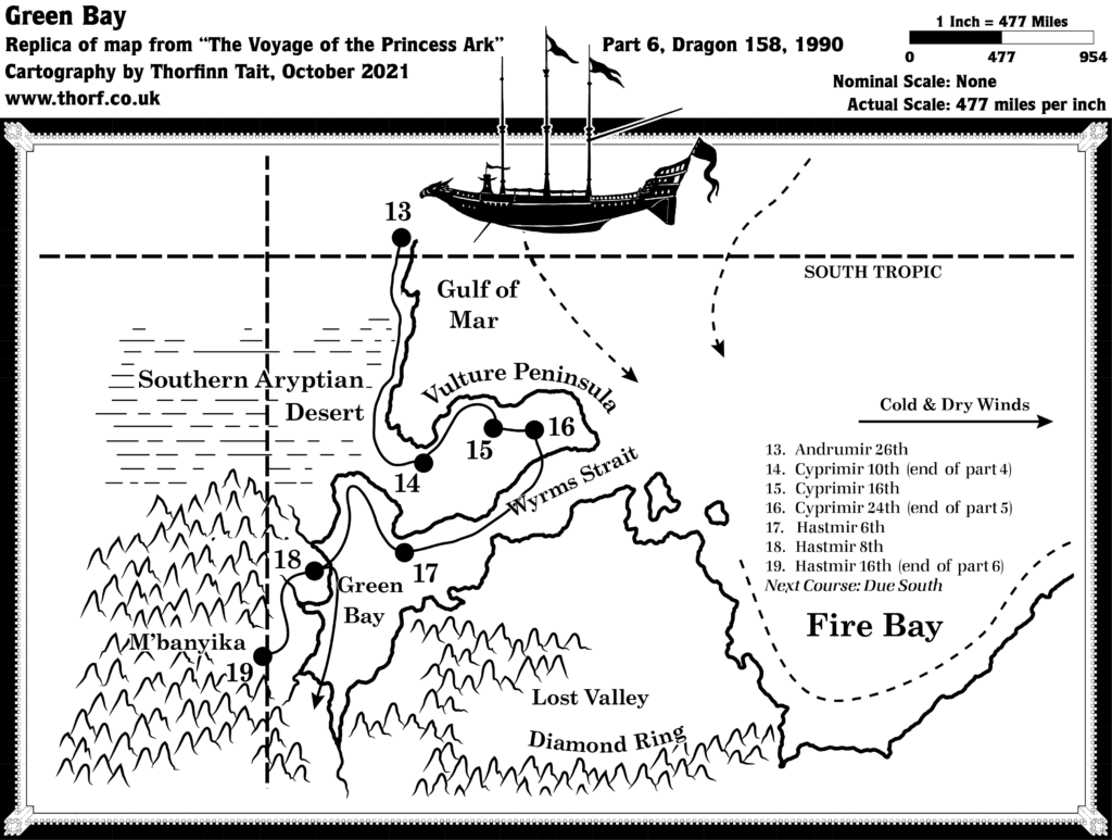 Replica of course map from Voyage of the Princess Ark Part 6, Dragon 158