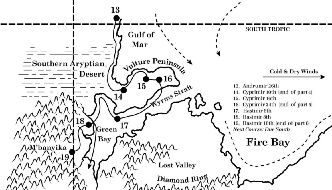 Replica of course map from Voyage of the Princess Ark Part 6, Dragon 158