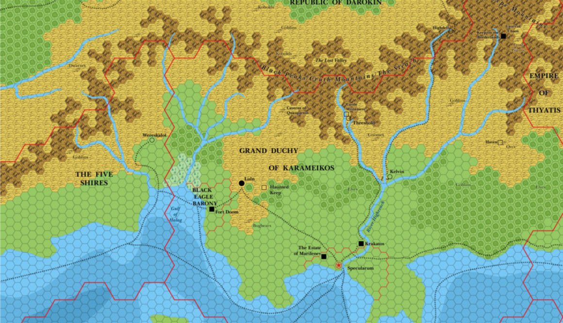 Karameikos, 6 miles per hex (1984)