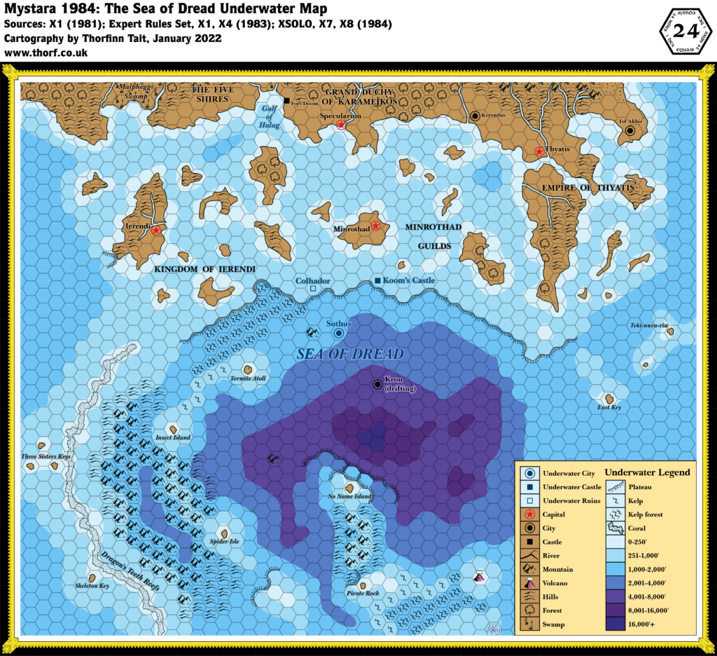 Sea of Dread Underwater, 24 miles per hex (1984)