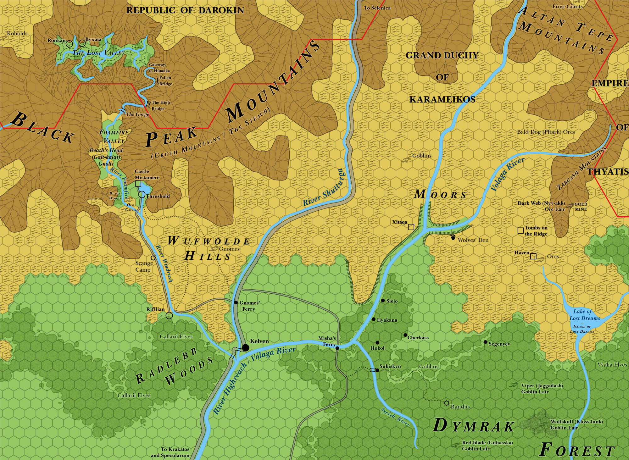 Eastern Karameikos, 3 miles per hex (1986)
