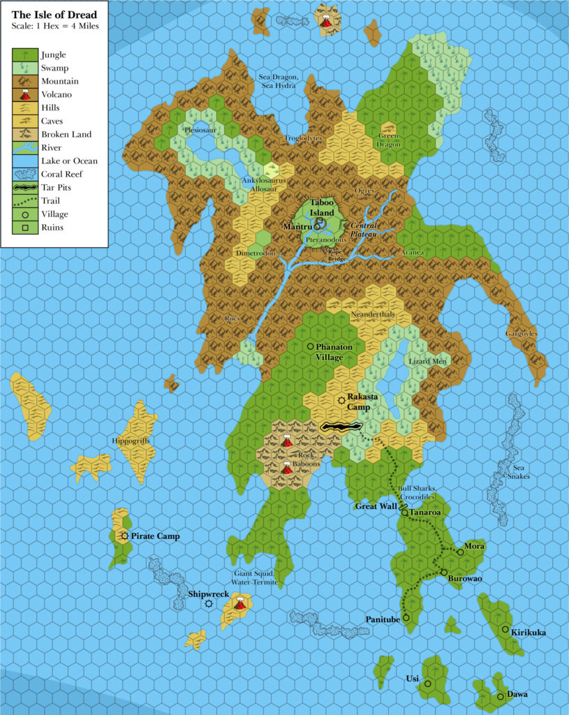 The Isle of Dread, 4 miles per hex (1985)