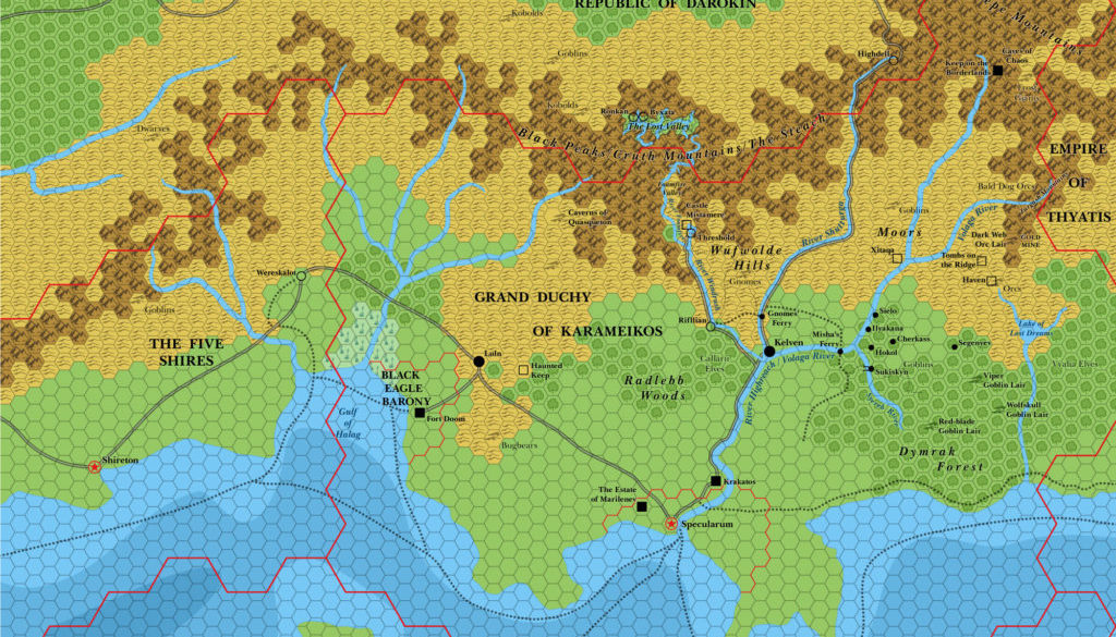 Karameikos, 6 miles per hex (1986)