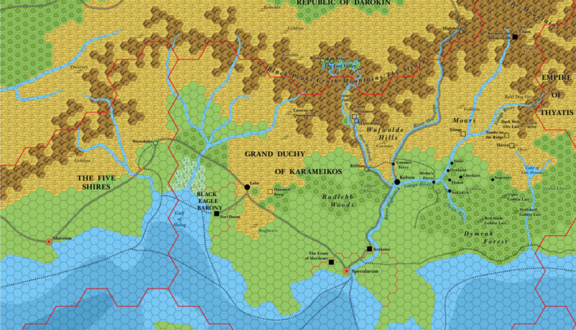 Karameikos, 6 miles per hex (1986)