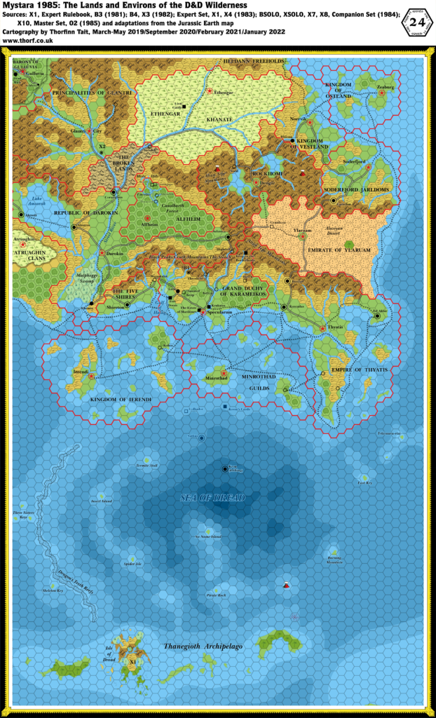 Known World, 24 miles per hex (1985)