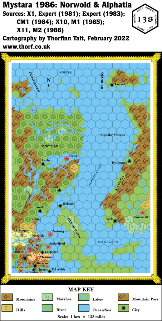 Norwold & Alphatia, 138 miles per hex (1986)