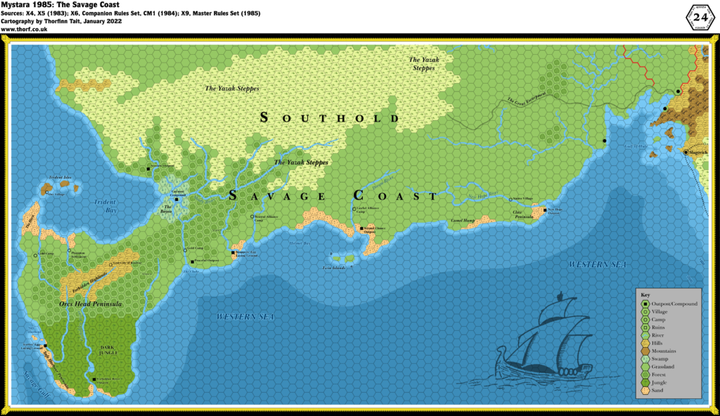 The Savage Coast, 24 miles per hex (1985)