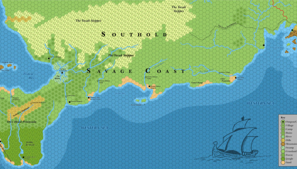 The Savage Coast, 24 miles per hex (1985)