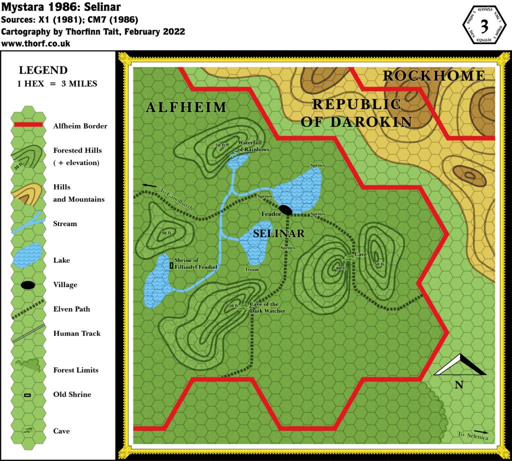 Selinar, 3 miles per hex (1986)