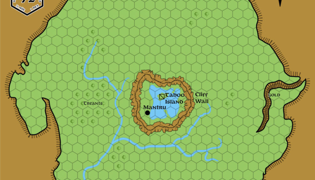 Isle of Dread Central Plateau, 0.5 miles per hex (1987)