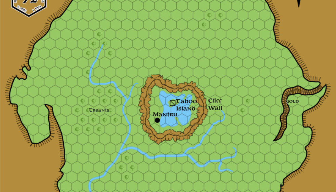 Isle of Dread Central Plateau, 0.5 miles per hex (1987)