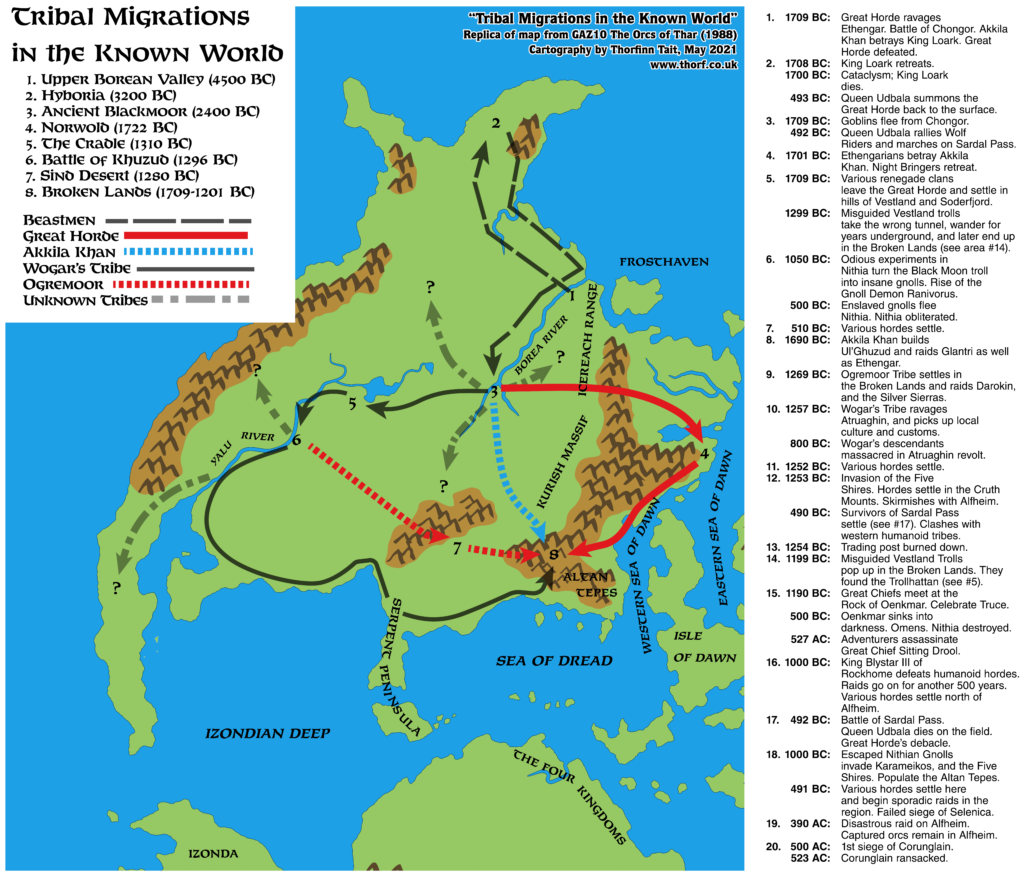 Replica of GAZ10 map of Tribal Migrations in the Known World