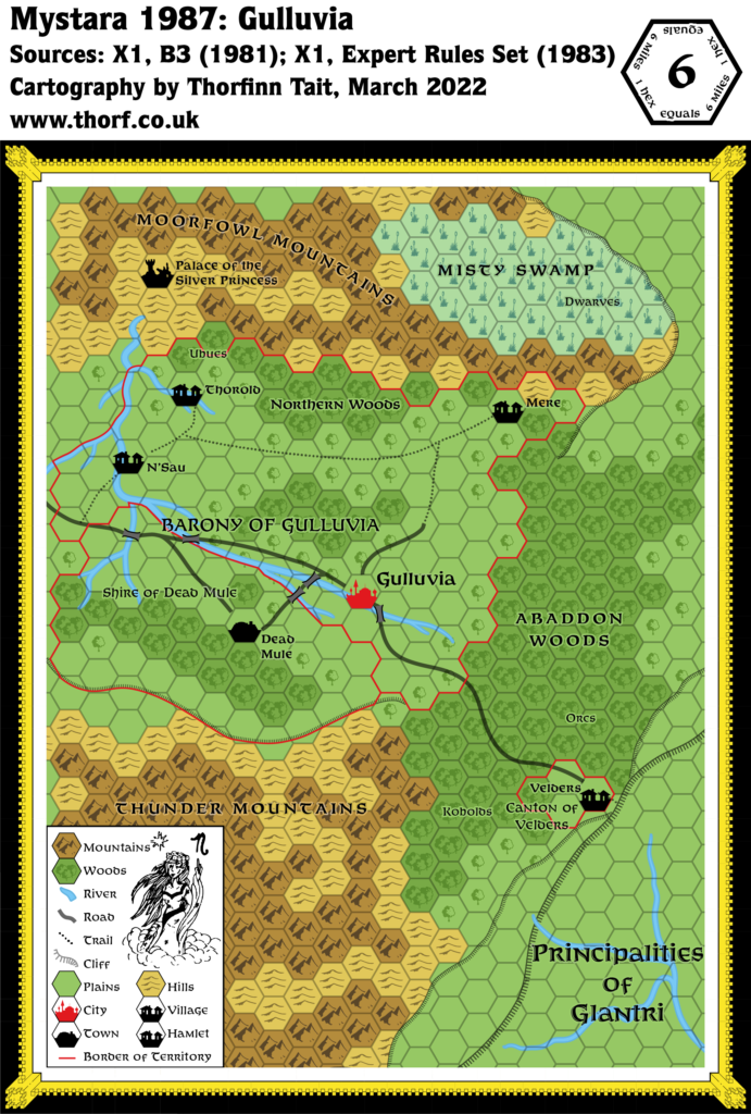 Gulluvia, 6 miles per hex (1987)