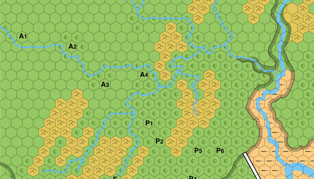 Replica of M5 map of the Lands of the Aranea, 3 miles per hex