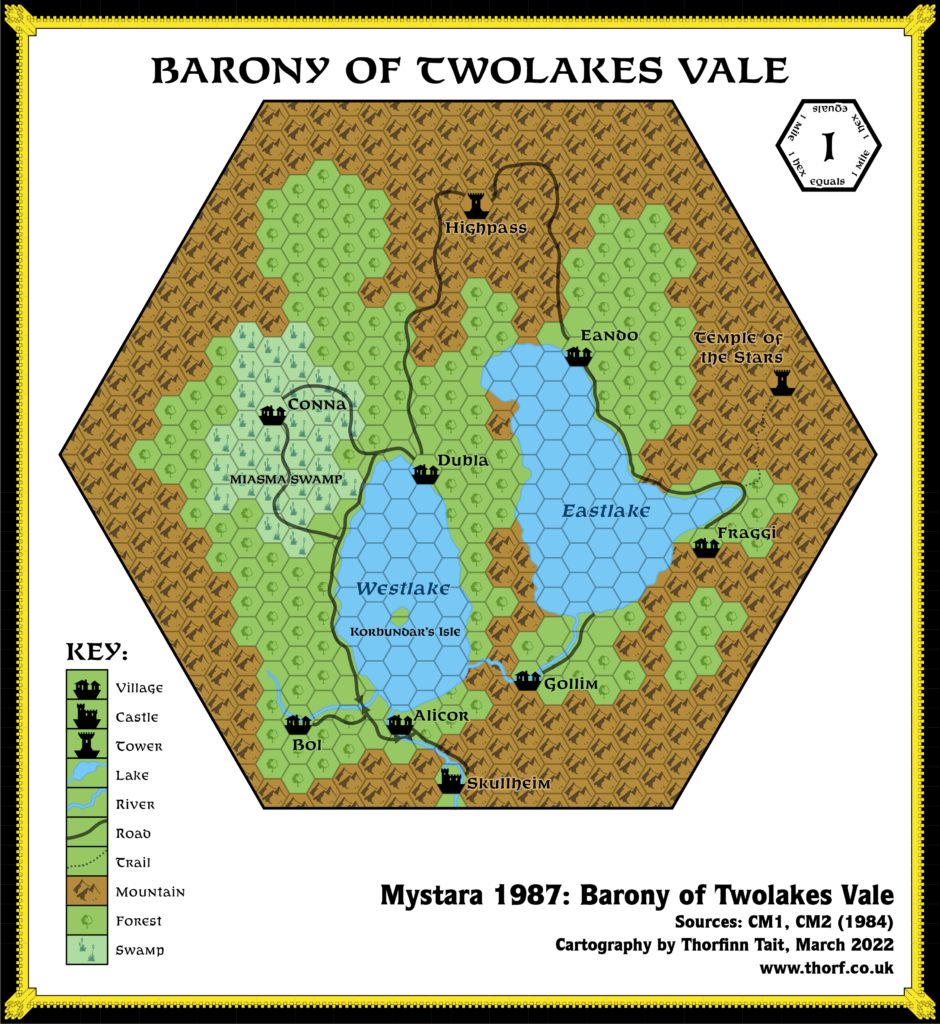 The Barony of Twolakes Vale, 1 mile per hex (1987)