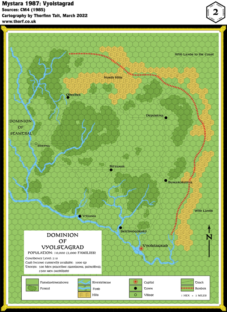 Vyolstagrad, 2 miles per hex (1987)