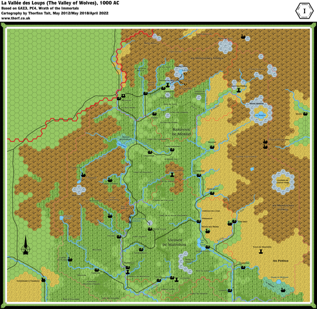 La Vallée des Loups (Valley of the Wolves), 1 mile per hex