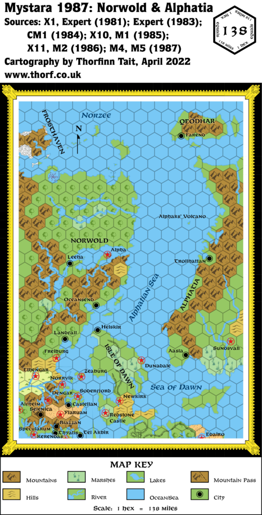 Norwold & Alphatia, 138 miles per hex (1987)