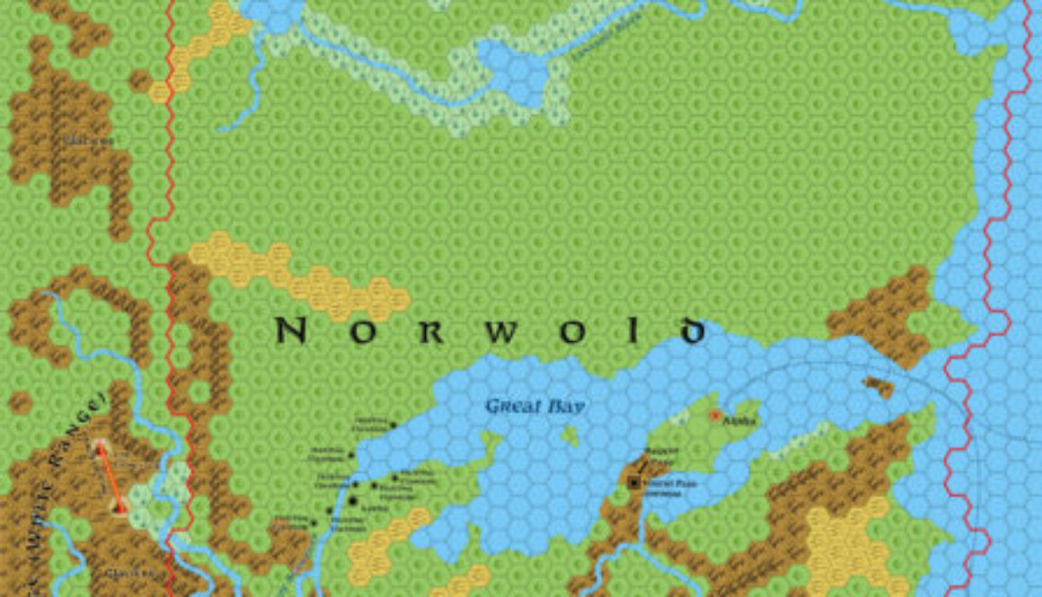 Norwold, 24 miles per hex, realigned to Brun hex grid (1987)