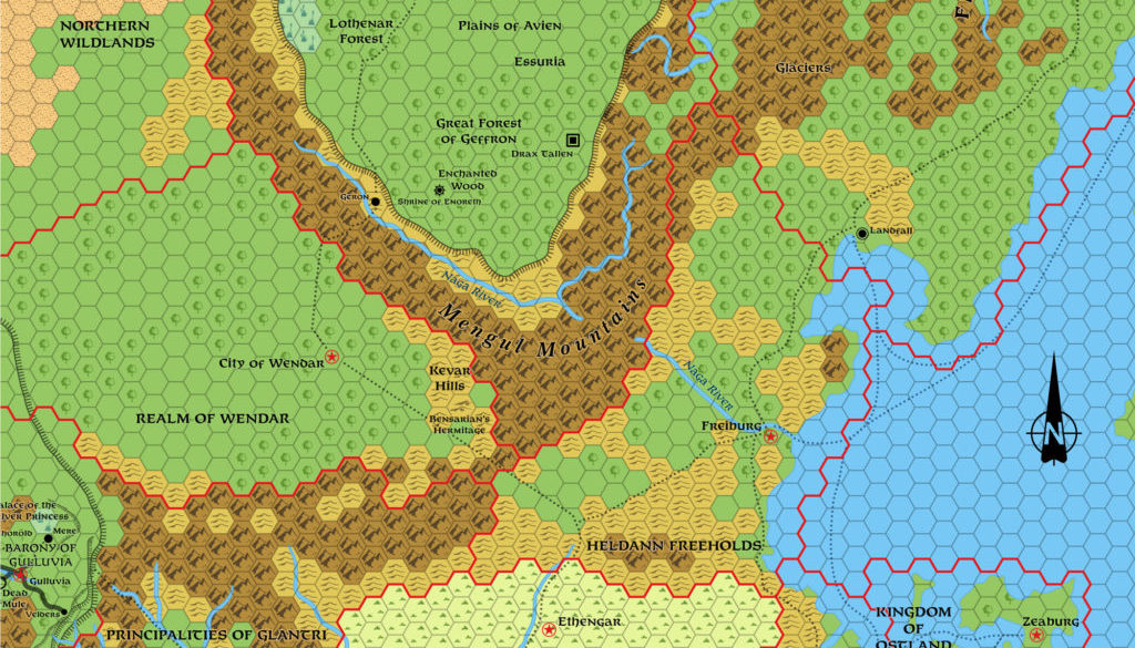 Wendar and Denagoth, 24 miles per hex (1987)