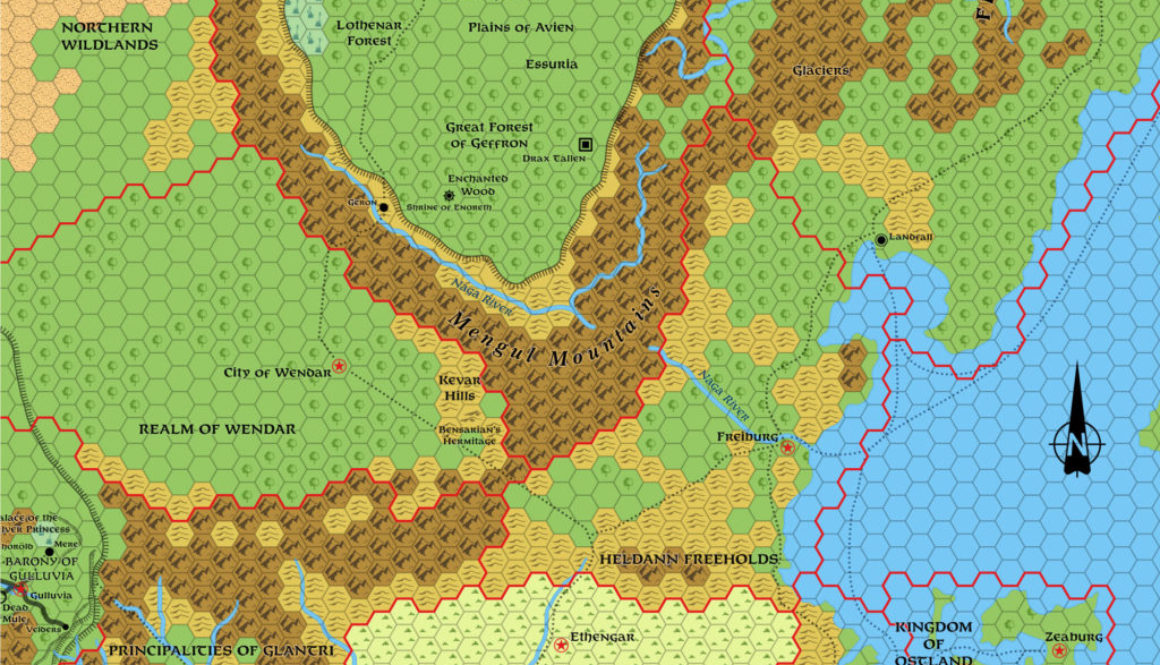 Wendar and Denagoth, 24 miles per hex (1987)