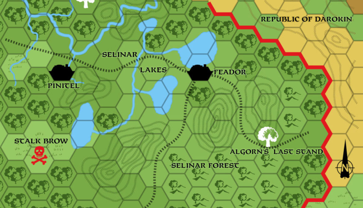Replica of GAZ5’s map of Eastern Alfheim, 8 miles per hex