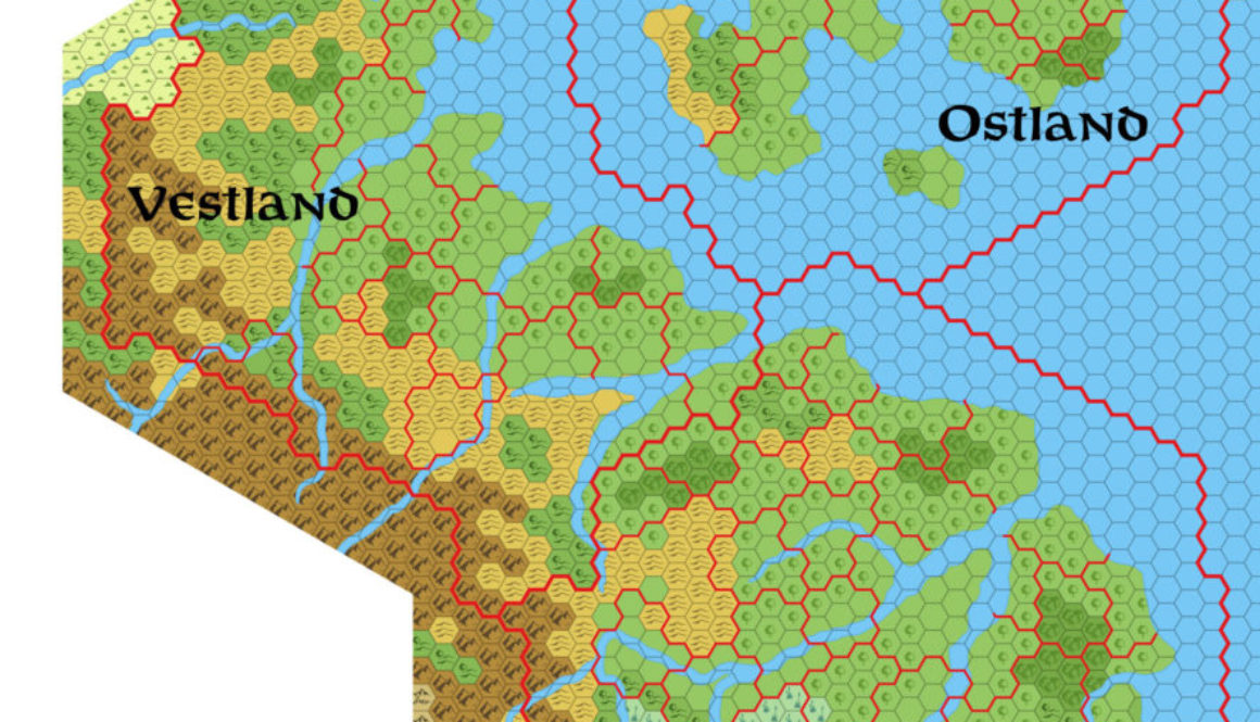 Colourised replica of GAZ7’s overview map of the Northern Reaches, 8 miles per hex