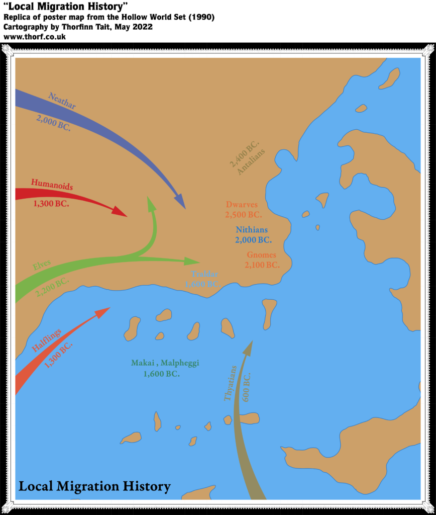 Replica of the Hollow World Campaign Set poster map’s Local Migration History map