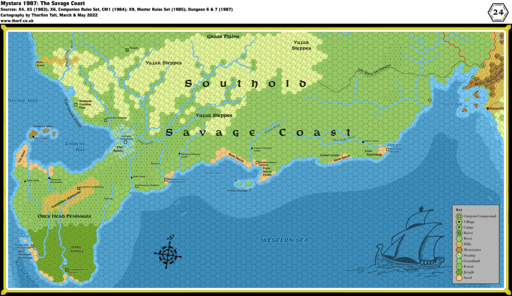 The Savage Coast, 24 miles per hex (1987)