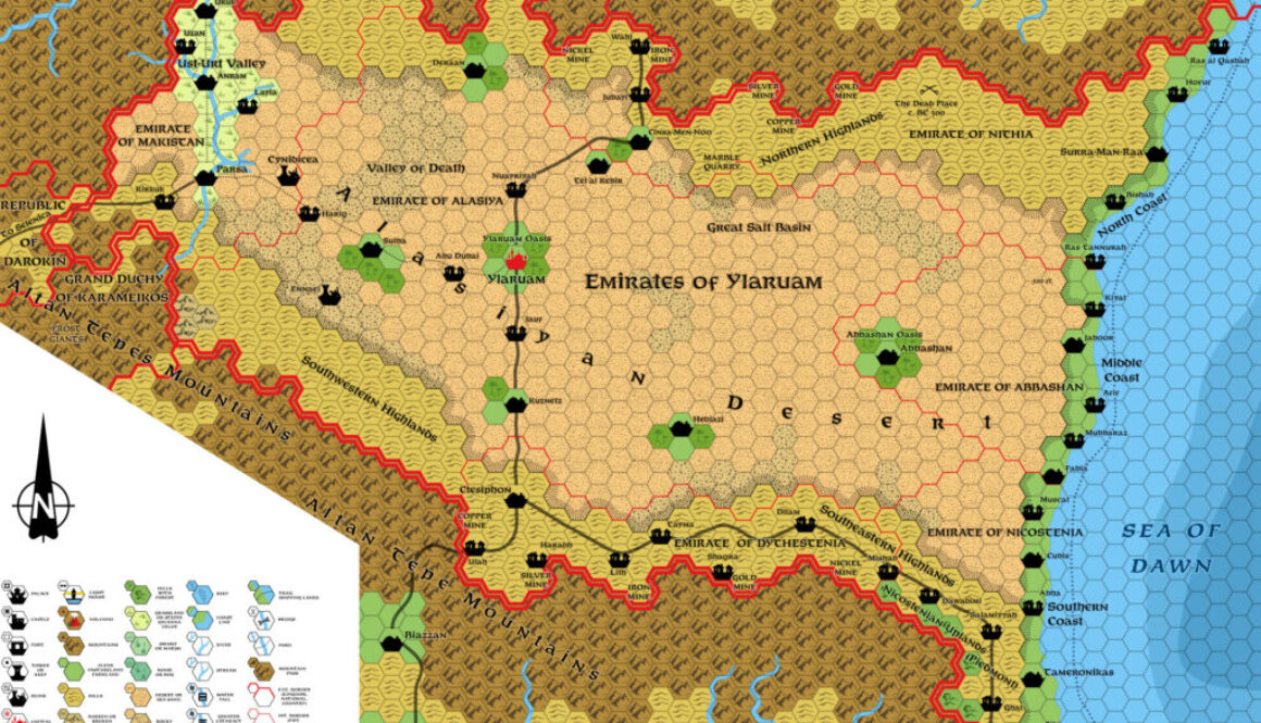 Ylaruam, 8 miles per hex (1987)