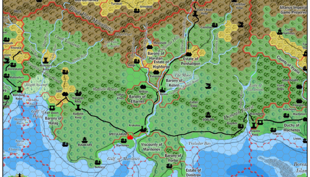 The Grand Duchy of Karameikos, 8 miles per hex by Jose Ignacio Ramos Lomelin, November 2015