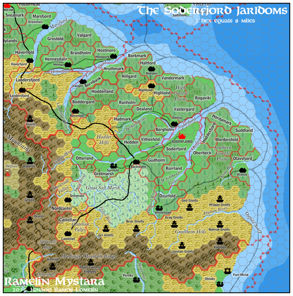 The Soderfjord Jarldoms, 8 miles per hex by Jose Ignacio Ramos Lomelin, November 2015