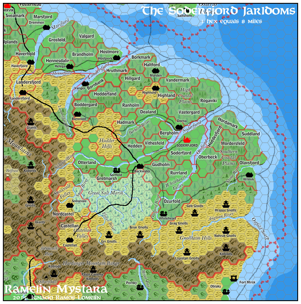 The Soderfjord Jarldoms, 8 miles per hex by Jose Ignacio Ramos Lomelin, November 2015