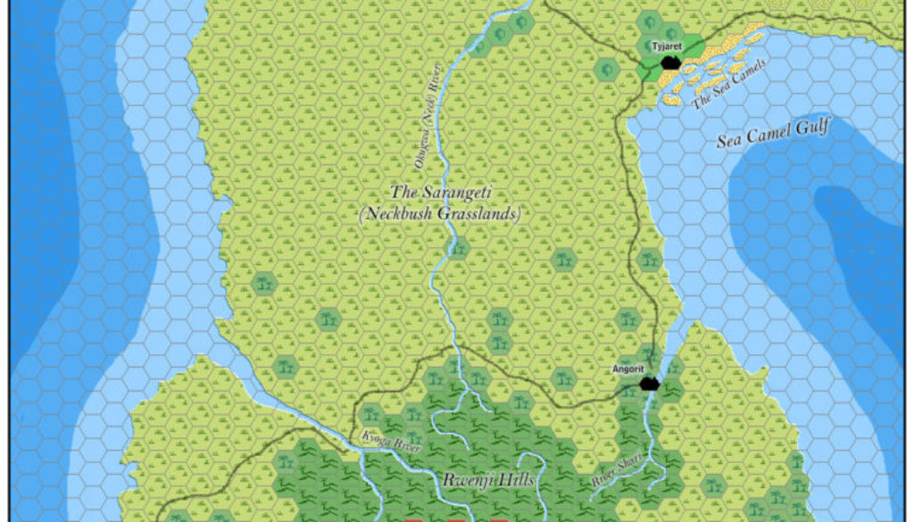 Ulimwengu and the Serpent Peninsula, 8 miles per hex by Jose Ignacio Ramos Lomelin, November 2015