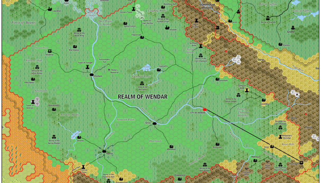The Realm of Wendar, 8 miles per hex by Jose Ignacio Ramos Lomelin, November 2015